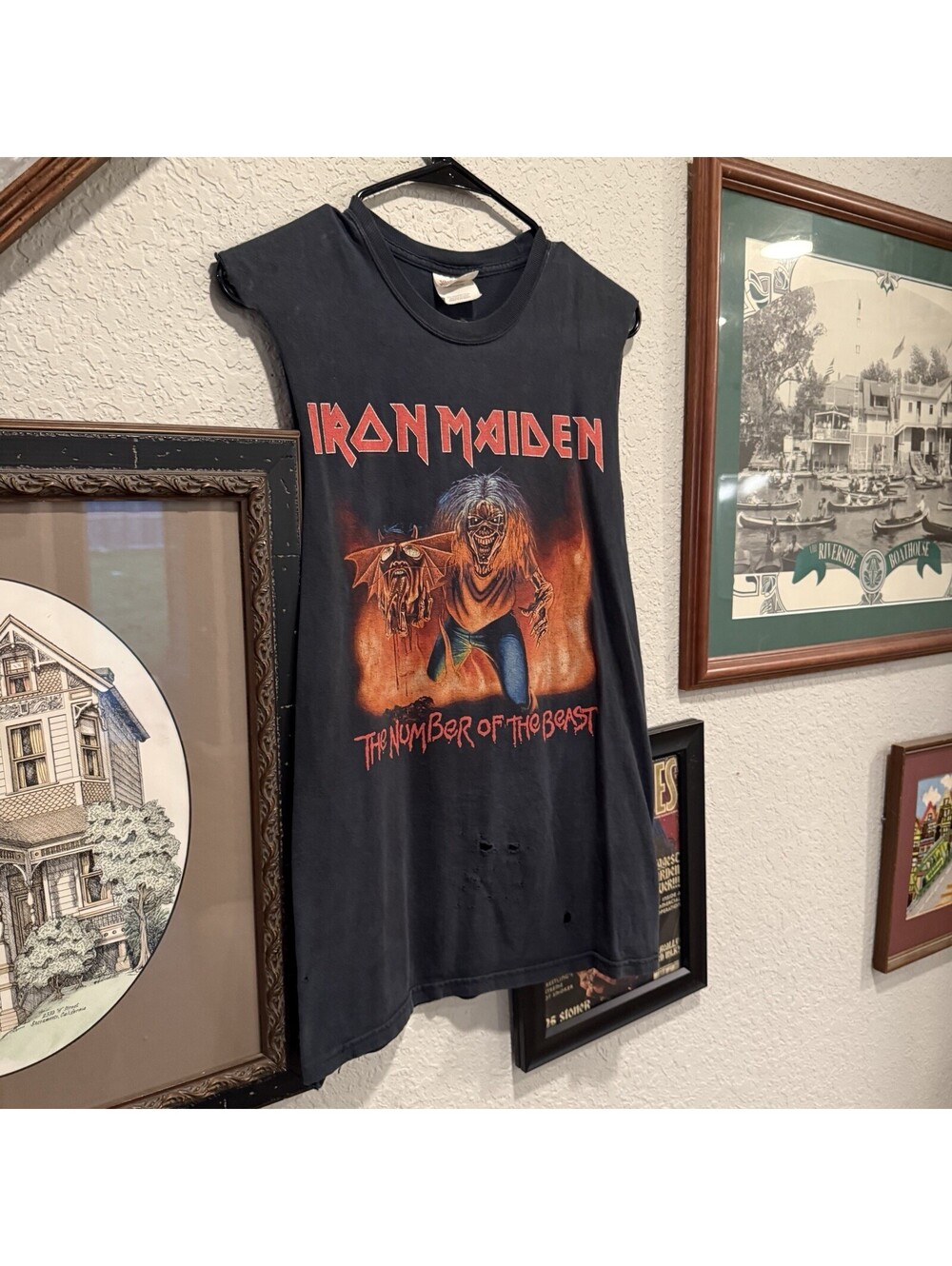 Vintage 90s/00s Iron Maiden Black The Number Of The Beast Band Shirt Size Small - Picture 2 of 6
